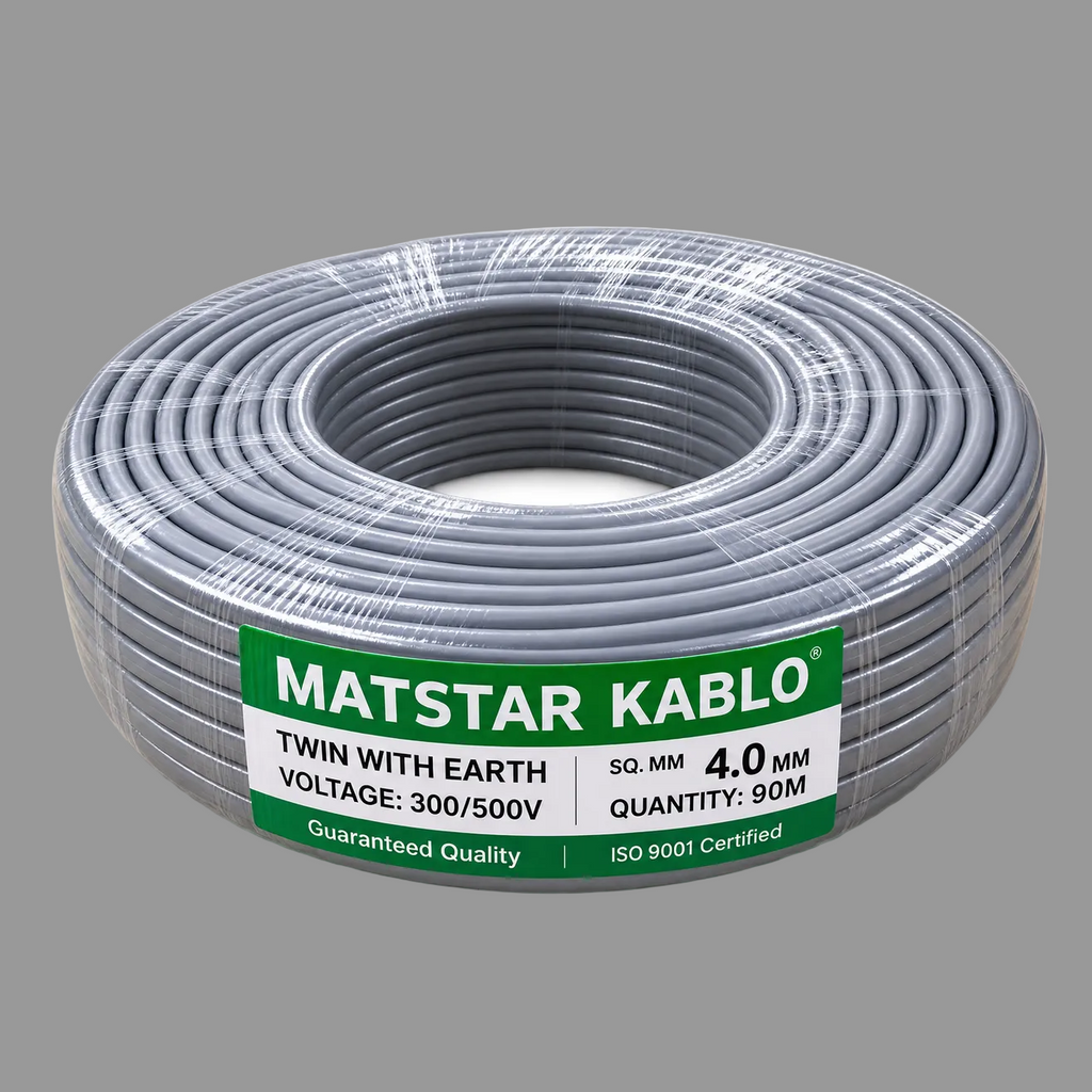 Matstar Twin With Earth Electrical Wire 90Mtrs Roll 4.0MM