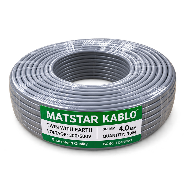 Matstar Twin With Earth Electrical Wire 90Mtrs Roll 4.0MM